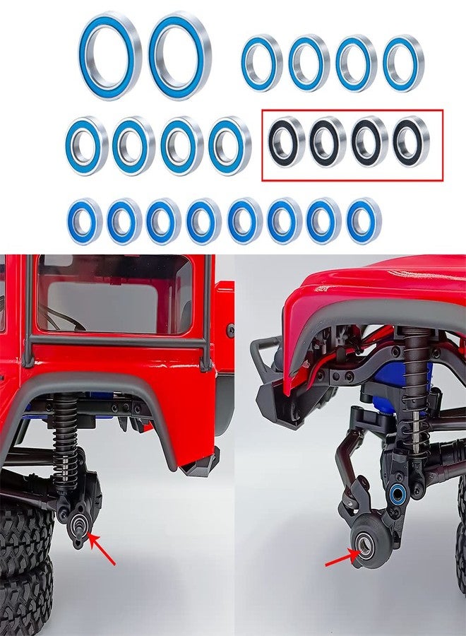 WEFEINO 22Pcs Metal Wheel Hubs Axle Blue Sealed Bearing Kit for 1/18 TRX-4M Bronco RC Crawler Car - Image 4